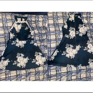 Green Floral Halter Skater Dress